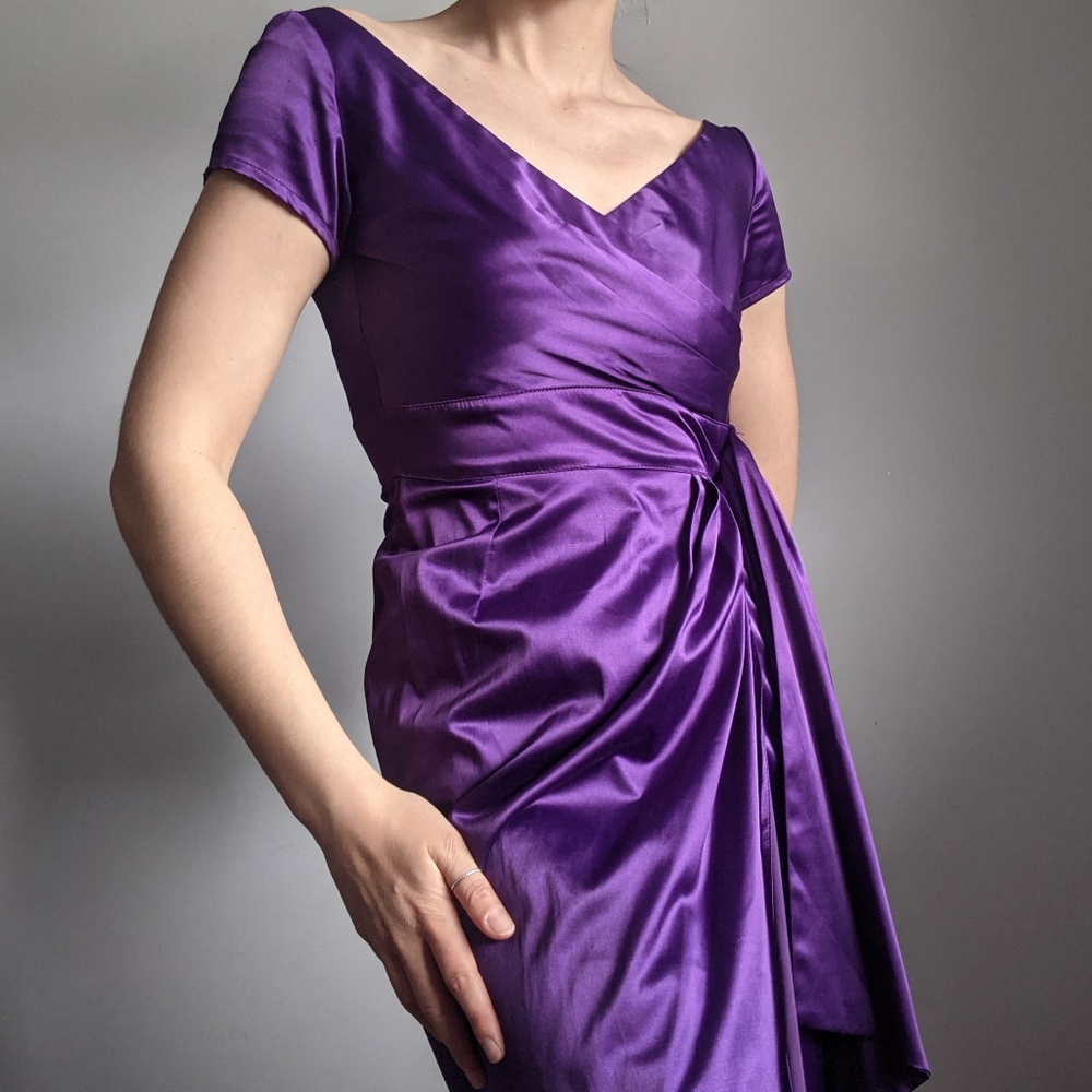 Purple satin pin-up style cocktail dress